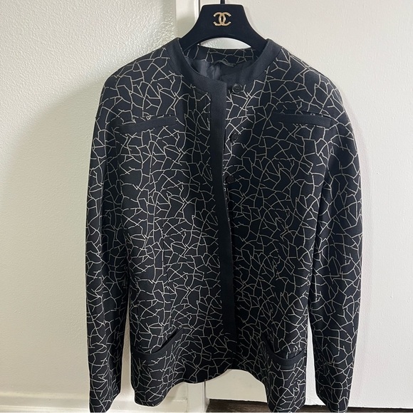 Gianni Versace Vtg Black White Wool Shearling Coat Button Jacket Retro Y2W 10 - Picture 6 of 17